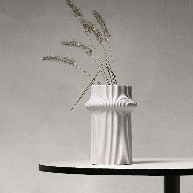 White Modern Simple Bamboo Ceramic Vase Ornaments - Pacisia