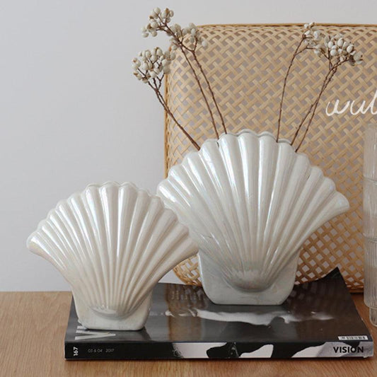 White Pearl Shell Vase Home Decoration - Pacisia