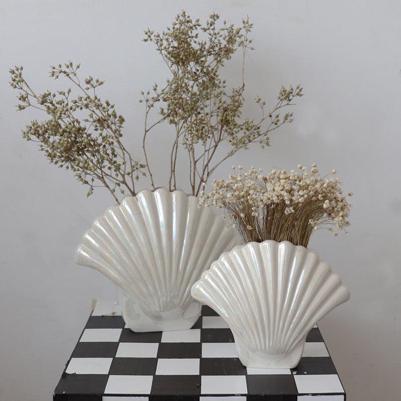 White Pearl Shell Vase Home Decoration - Pacisia