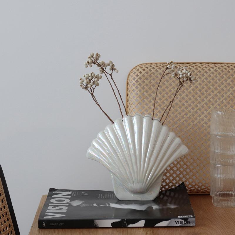 White Pearl Shell Vase Home Decoration - Pacisia