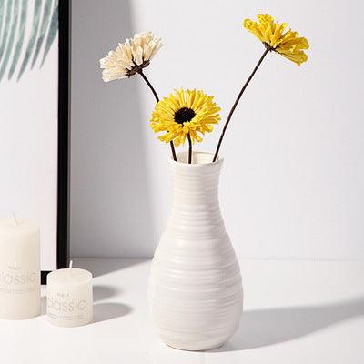 White Porcelain Vase Simple Modern Style Floor-to-ceiling Tall Vase - Pacisia