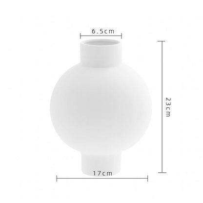 White Round Lantern Simple Tulip Ceramic Vase Flower Insert Ornament - Pacisia