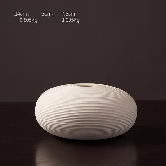 White Simple Nordic Vases Porcelain Living Room Tabletop Decoration Retro Ceramic Plain Vase For Dried Flowers Home Garden - Pacisia