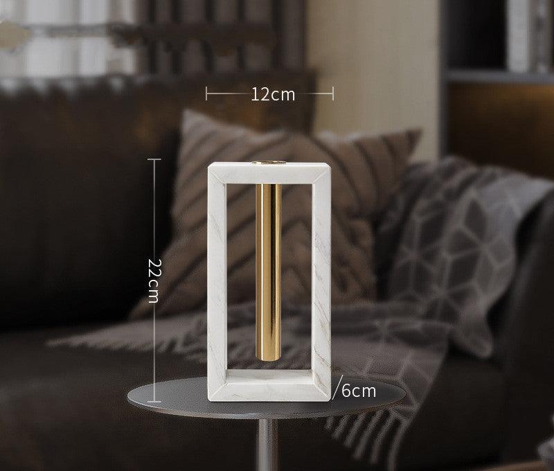 White Vase Simple Floral Living Room Flower Arrangement Decoration Light Luxury Marble - Pacisia