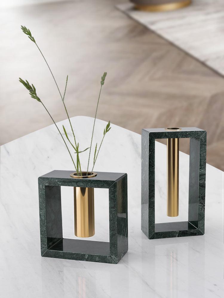 White Vase Simple Floral Living Room Flower Arrangement Decoration Light Luxury Marble - Pacisia