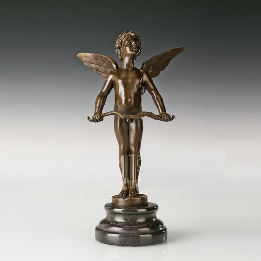 Winged Cupid Bronze Sculpture - Pacisia