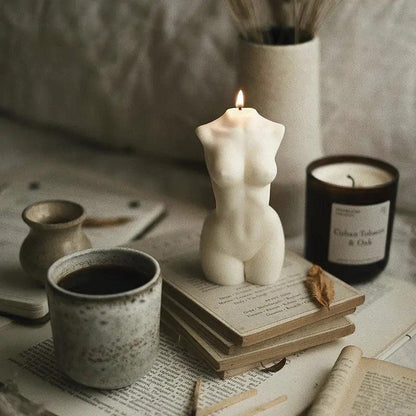 Women's Nude Body Candle - Modern Home Decor with White Freesia Scent - Pacisia