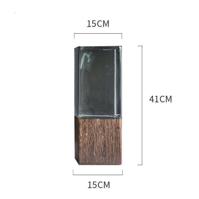 Wood Color Tansparent Glass Vase Combination Flower Arrangement - Pacisia