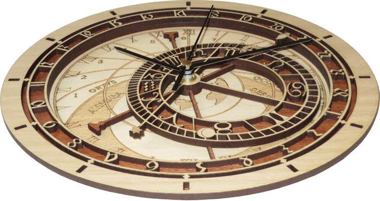 Wooden Astronomical Clock Creative Living Room Wall Clock Quartz Clock - Pacisia