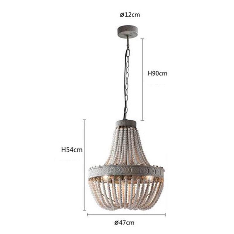 Wooden Bead Chandelier Personality Distressed Accessories Lamps Living Room Study Lighting - Pacisia