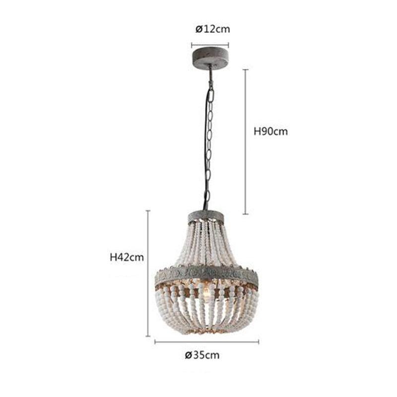 Wooden Bead Chandelier Personality Distressed Accessories Lamps Living Room Study Lighting - Pacisia