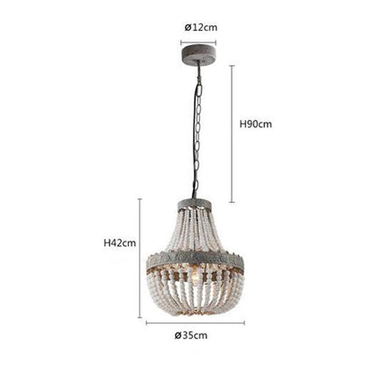 Wooden Bead Chandelier Personality Distressed Accessories Lamps Living Room Study Lighting - Pacisia