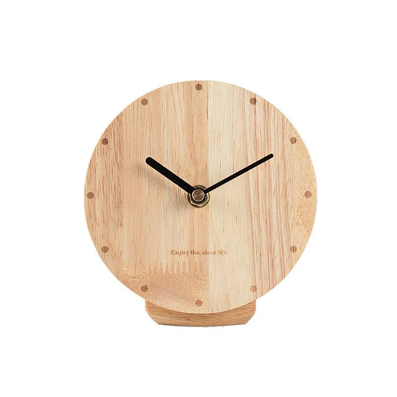 Wooden Clock Simple Solid Wood Desk Clock Table Clock Silent Ornament Clock Sitting Clock Living Room Creative Personality Clock - Pacisia