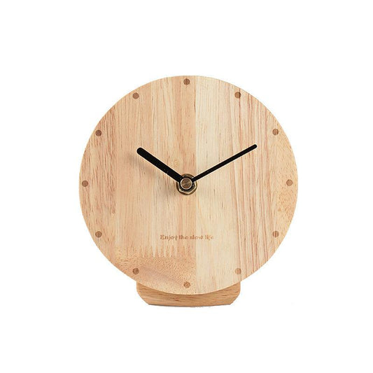 Wooden Clock Simple Solid Wood Desk Clock Table Clock Silent Ornament Clock Sitting Clock Living Room Creative Personality Clock - Pacisia