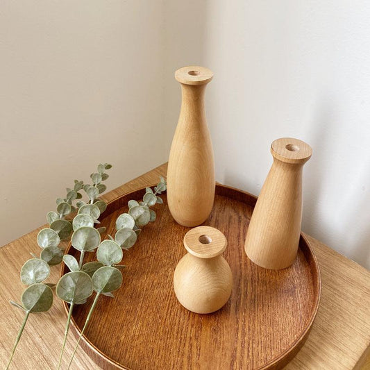 Wooden Flower Arrangement Vase Decorative Ornaments Photo Props - Pacisia