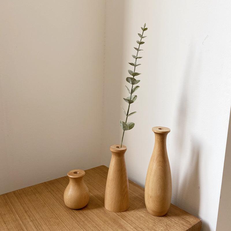 Wooden Flower Arrangement Vase Decorative Ornaments Photo Props - Pacisia