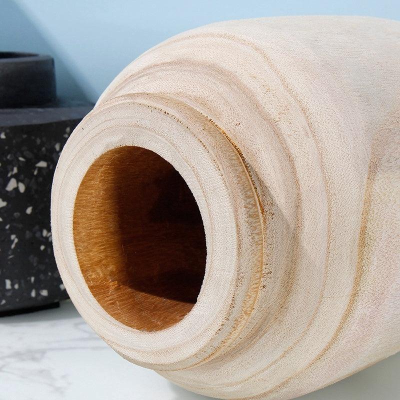 Wooden Vase Decoration Living Room Solid Wood Tableware Vase Decoration Home Decoration - Pacisia