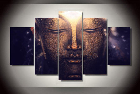 Wulian Canvas Frameless Painting - Modern Triple Panel Buddha Wall Art Decor - Pacisia