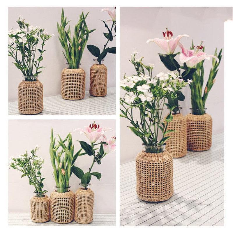 Xuxing Craft Straw Glass Dried Flower Vase - Pacisia