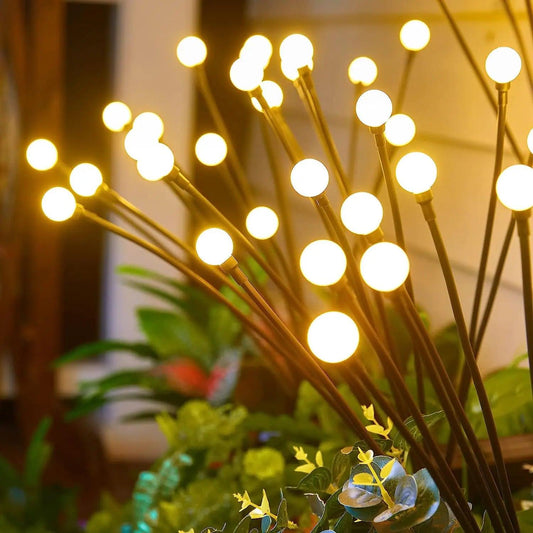 8 LED Solar Garden Lights Powered Firefly Lights Outdoor Waterproof Vibrant Garden Lights for Patio Pathway Decoration,Warm - Pacisia