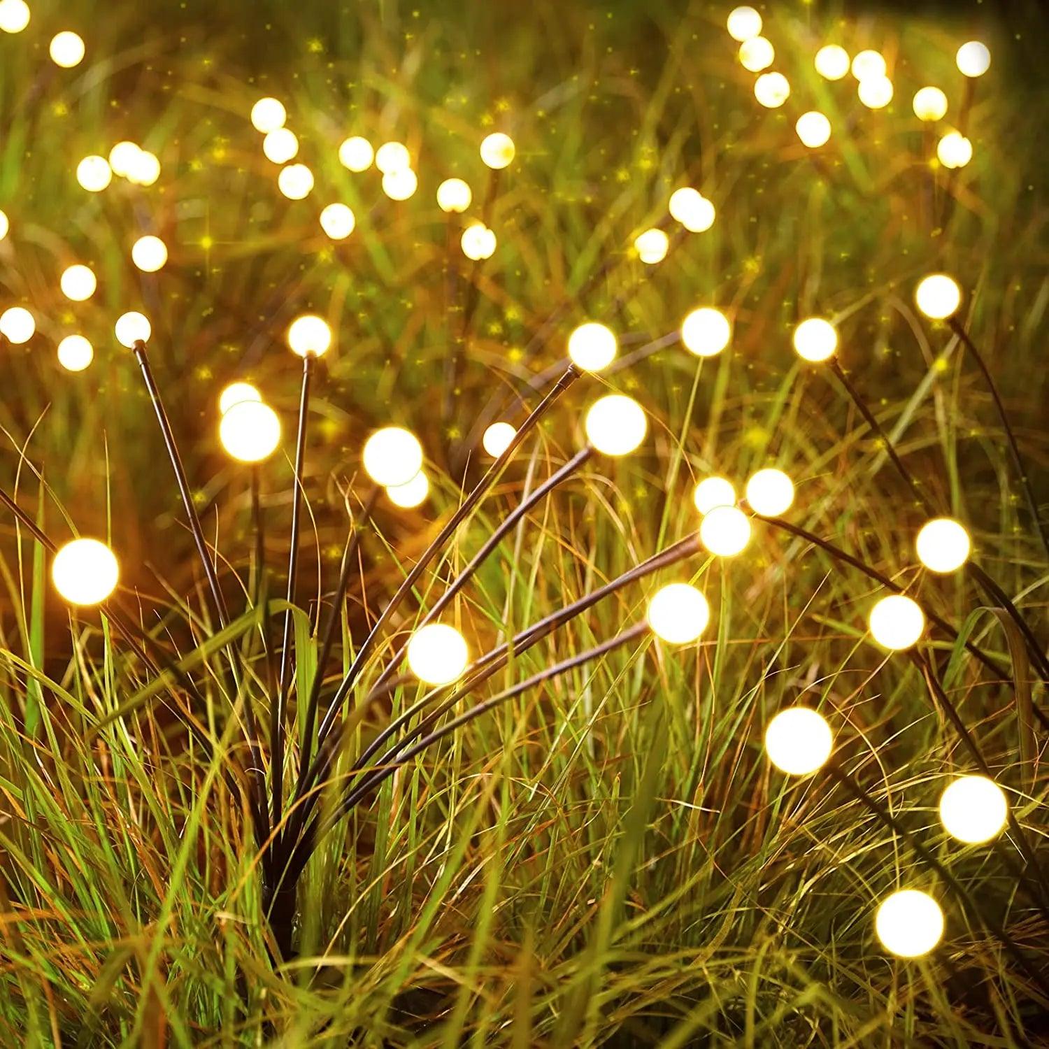 8 LED Solar Garden Lights Powered Firefly Lights Outdoor Waterproof Vibrant Garden Lights for Patio Pathway Decoration,Warm - Pacisia