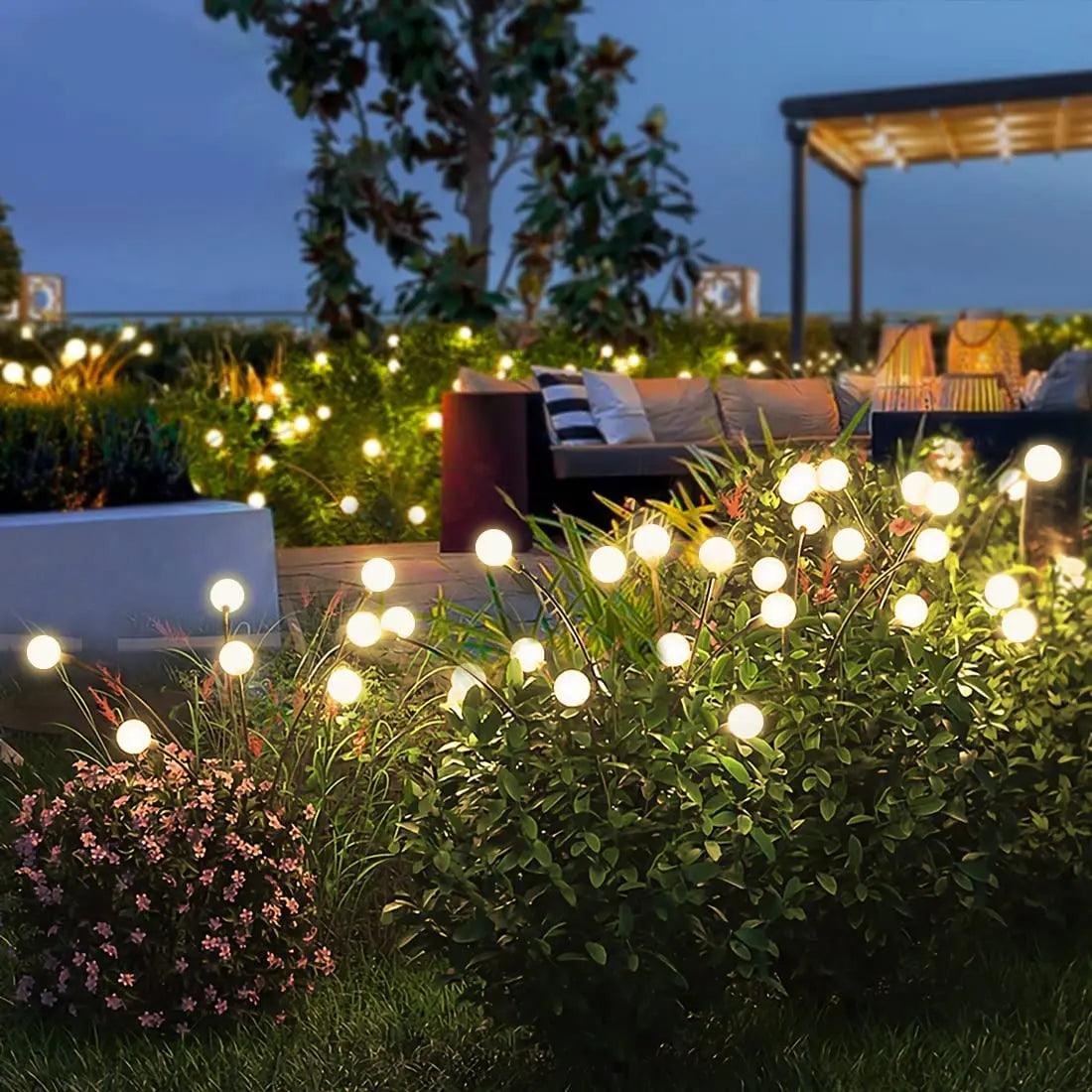 8 LED Solar Garden Lights Powered Firefly Lights Outdoor Waterproof Vibrant Garden Lights for Patio Pathway Decoration,Warm - Pacisia