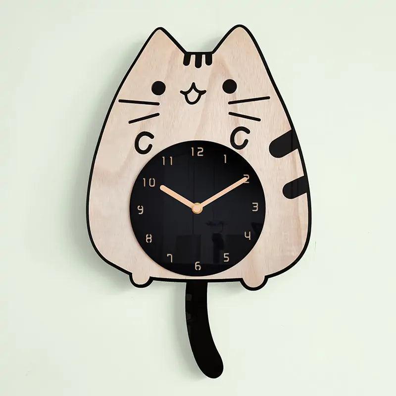 3D Wooden Cartoon Cats Wall Clock - Pacisia