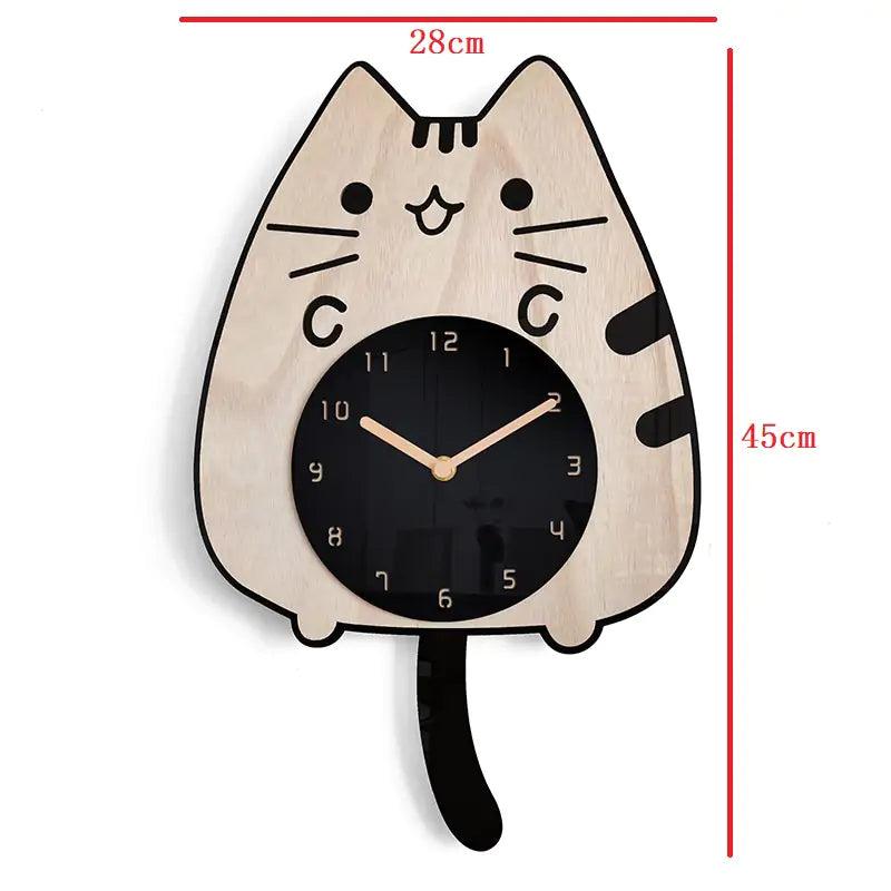 3D Wooden Cartoon Cats Wall Clock - Pacisia