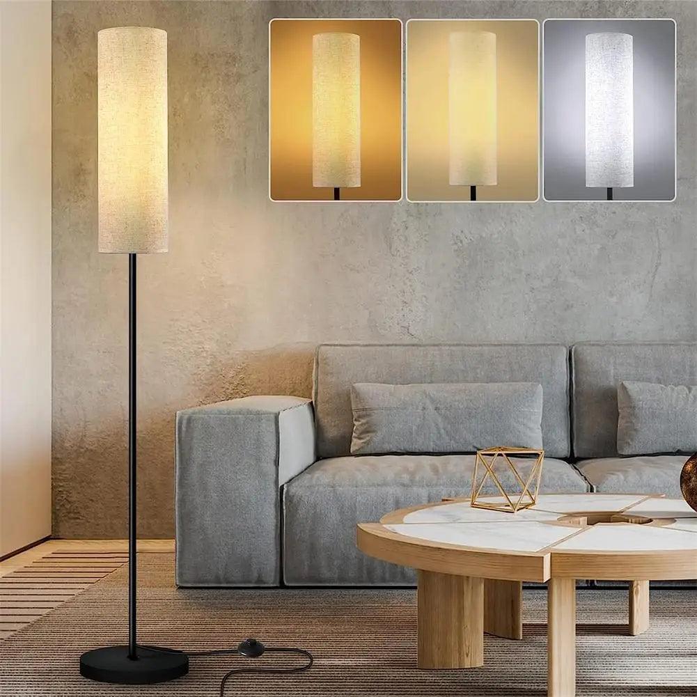 LED Floor Lamp With E27 Light Bulb Linen Lampshade For Decoration Bedroom Living Room Office Indoor Lighting Standing Light - Pacisia