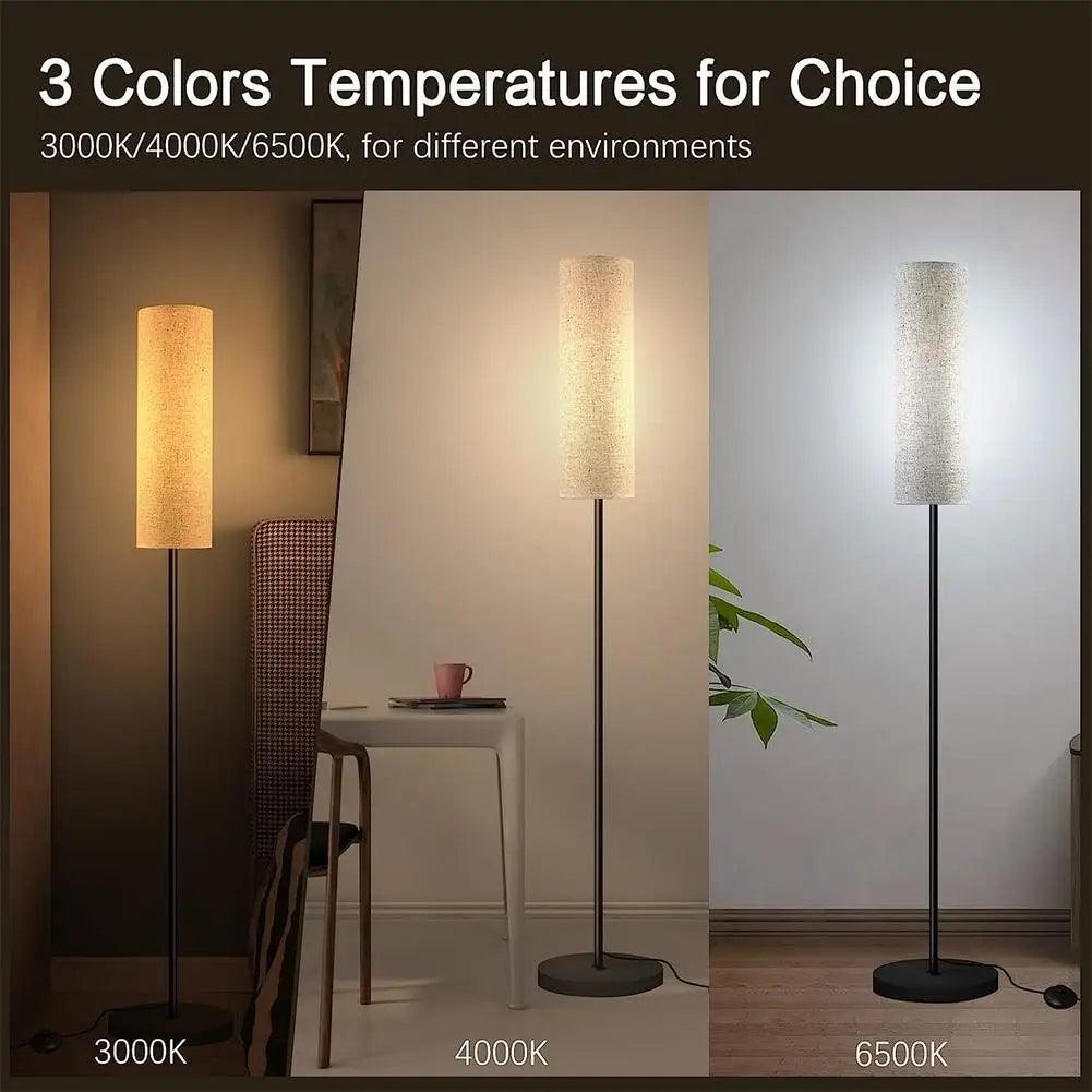 LED Floor Lamp With E27 Light Bulb Linen Lampshade For Decoration Bedroom Living Room Office Indoor Lighting Standing Light - Pacisia