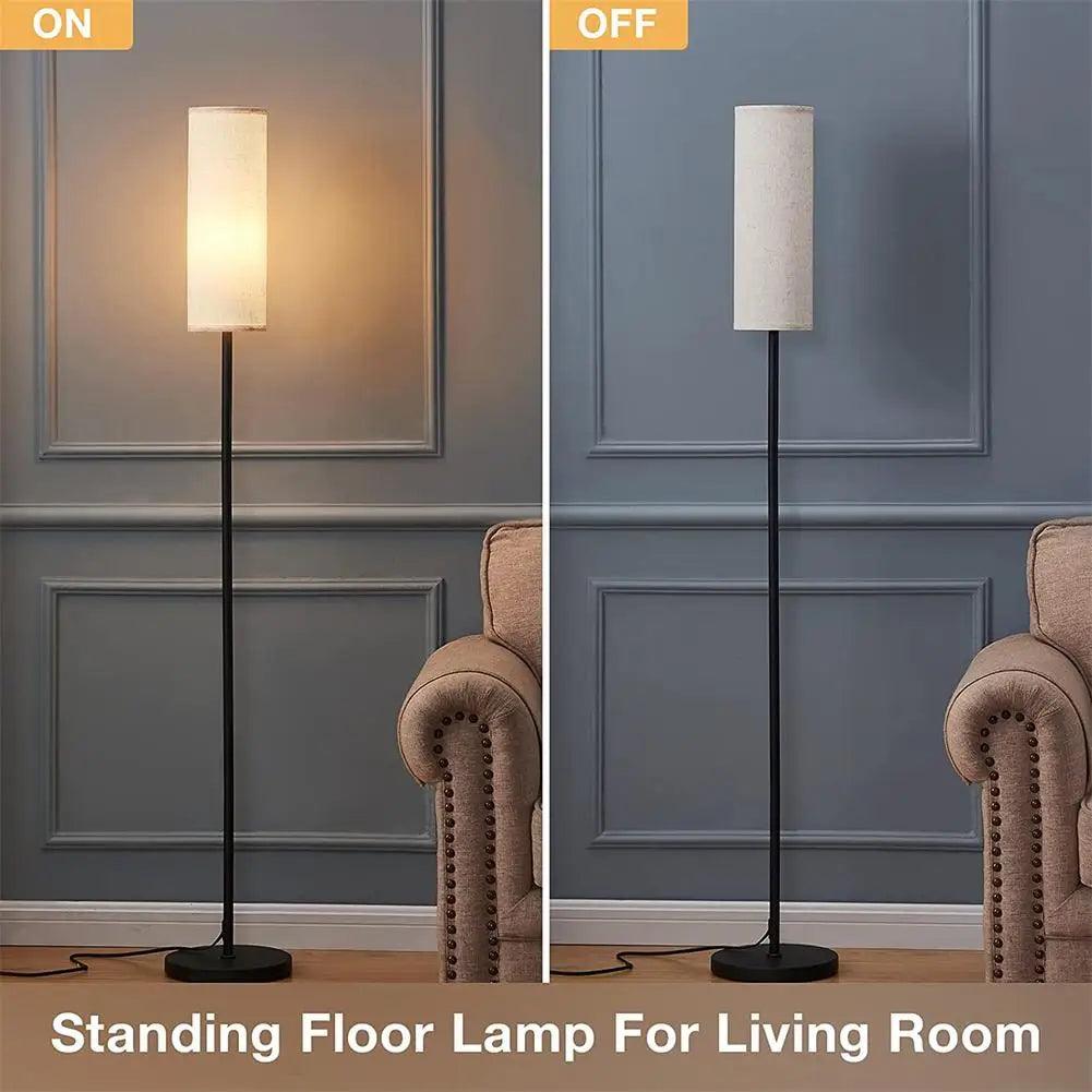 LED Floor Lamp With E27 Light Bulb Linen Lampshade For Decoration Bedroom Living Room Office Indoor Lighting Standing Light - Pacisia