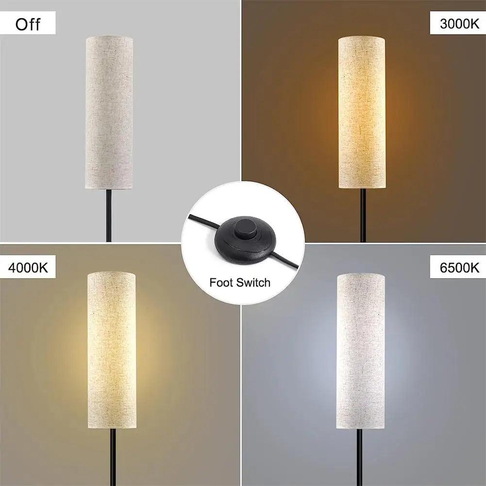 LED Floor Lamp With E27 Light Bulb Linen Lampshade For Decoration Bedroom Living Room Office Indoor Lighting Standing Light - Pacisia