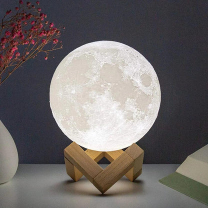 8cm Moon Lamp LED Night Light Battery Powered With Stand Starry Lamp Bedroom Decor Night Lights Kids Gift Moon Lamp - Pacisia