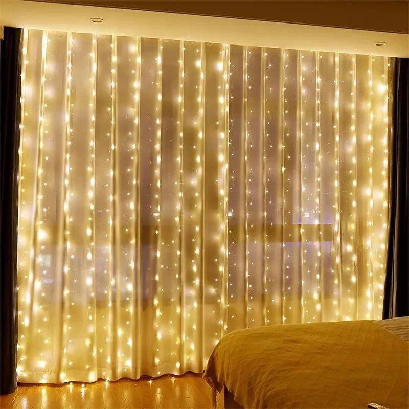 3x3/4x3/6x3m LED Curtain String Lights Christmas Garland Fairy Light Festoon Led Light Wedding Home Bedroom Decoration Lighting - Pacisia