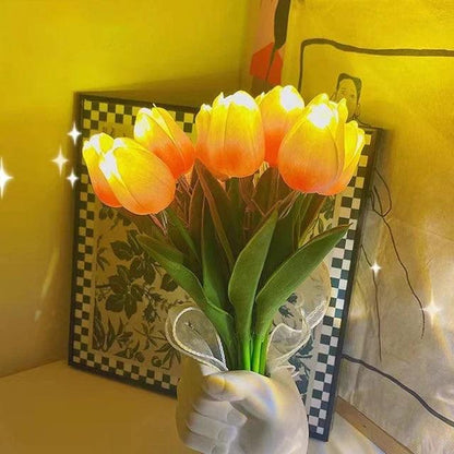 LED Tulip Night Lamp, Simulated Flower Bouquet Imitation Lamp, 5/10Tulips, Household Decoration Atmosphere La - Pacisia