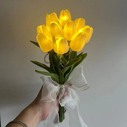 LED Tulip Night Lamp, Simulated Flower Bouquet Imitation Lamp, 5/10Tulips, Household Decoration Atmosphere La - Pacisia