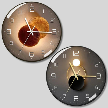 Modern Simple Punctuality Quartz Wall Clock Light Shadow Geometric Design Silent Movement Living Room Bedroom Decor Pendant - Pacisia