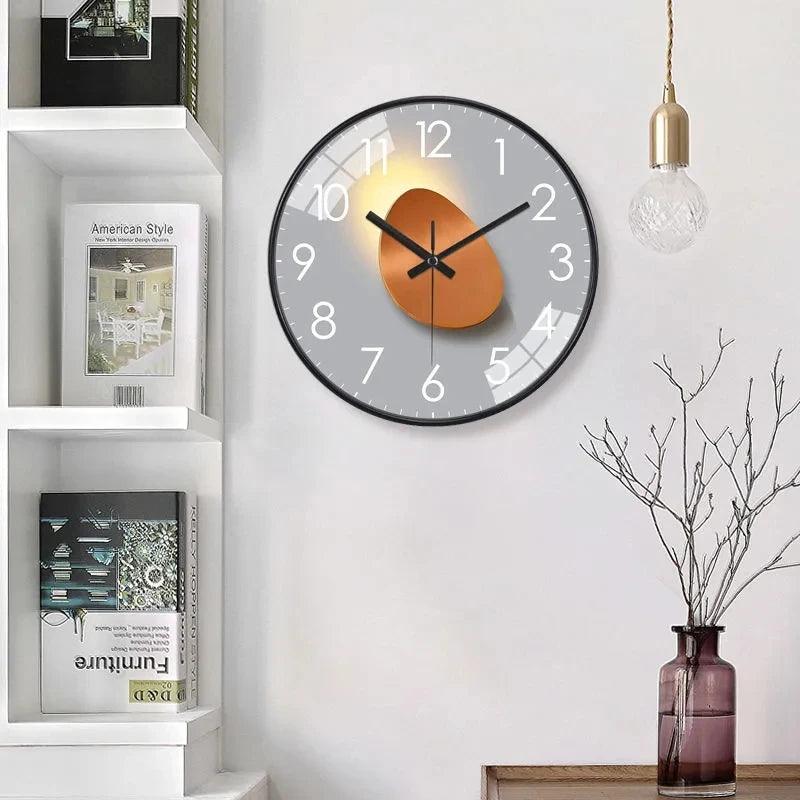 Modern Simple Punctuality Quartz Wall Clock Light Shadow Geometric Design Silent Movement Living Room Bedroom Decor Pendant - Pacisia