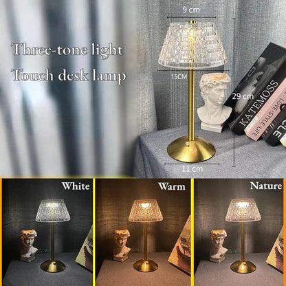 Nordic Crystal Table Lamp Touch Dimming Desk Lamp USB Rechargeable Night Light Coffee Bar Hotel Bedroom Decor Atmosphere Light - Pacisia