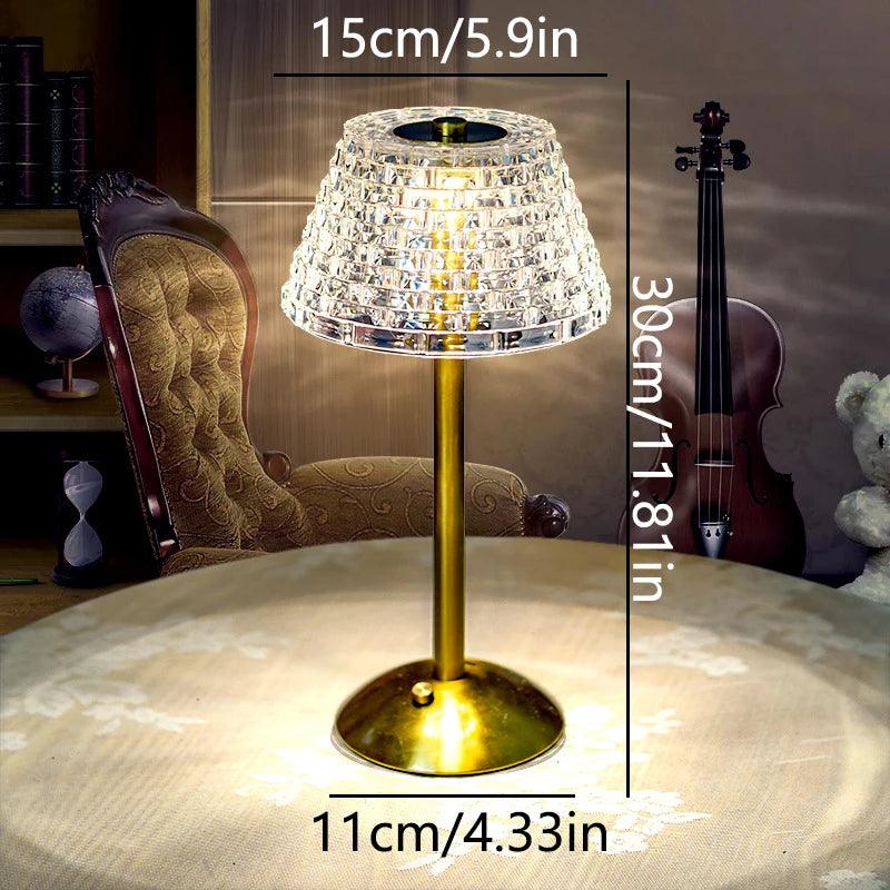 Nordic Crystal Table Lamp Touch Dimming Desk Lamp USB Rechargeable Night Light Coffee Bar Hotel Bedroom Decor Atmosphere Light - Pacisia