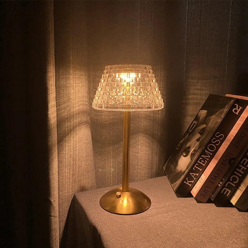 Nordic Crystal Table Lamp Touch Dimming Desk Lamp USB Rechargeable Night Light Coffee Bar Hotel Bedroom Decor Atmosphere Light - Pacisia