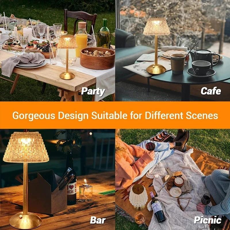 Nordic Crystal Table Lamp Touch Dimming Desk Lamp USB Rechargeable Night Light Coffee Bar Hotel Bedroom Decor Atmosphere Light - Pacisia