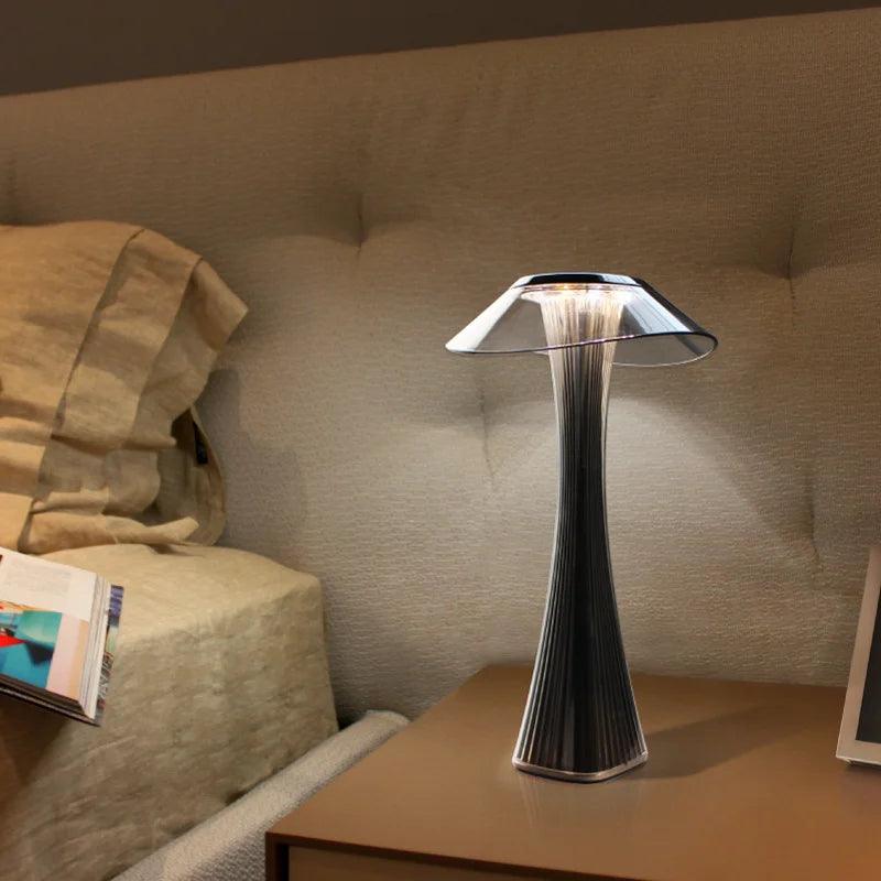 Nordic led Table lamp 3-step dimmable bedroom bedside USB Wireless charger smart touch switch decorative crystal Rechargeable - Pacisia