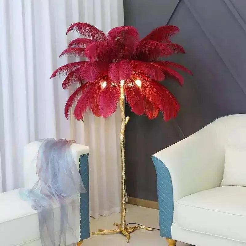 Nordic LED Floor Lamp Living Room bedroom Indoor New Fashion Ostrich Feather Deco Luminaire Gold Resin Tripot Standing Lamps - Pacisia