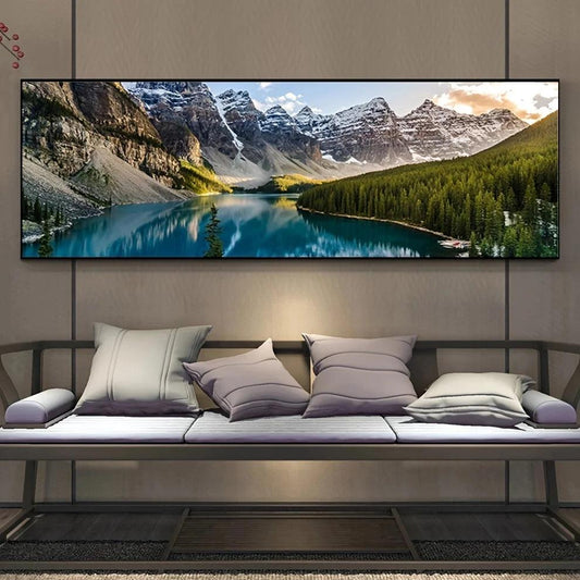 Landscape Canvas Painting, Lake Forest Mountain Scenery Painting Wall Art Decor Posters For Living Room Bedroom Prints Picture - Pacisia
