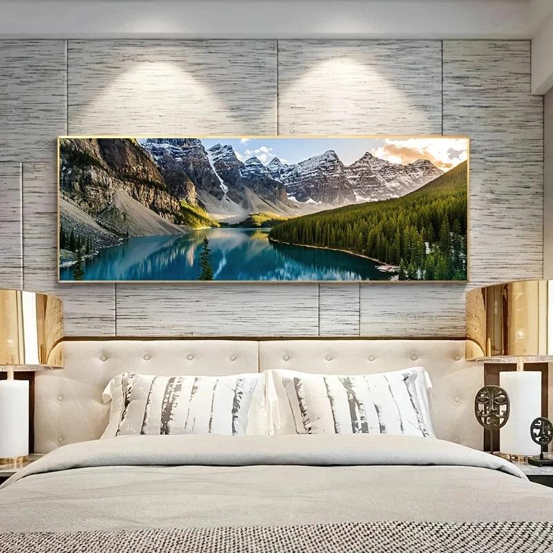Landscape Canvas Painting, Lake Forest Mountain Scenery Painting Wall Art Decor Posters For Living Room Bedroom Prints Picture - Pacisia