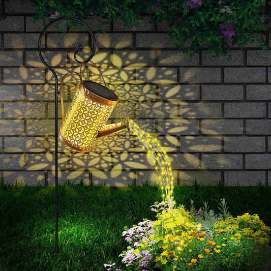 Solar Watering Can with Cascading Light Water Can Solar Lights Garden Decorative Solar Waterfall Lights Waterproof Hanging Light - Pacisia