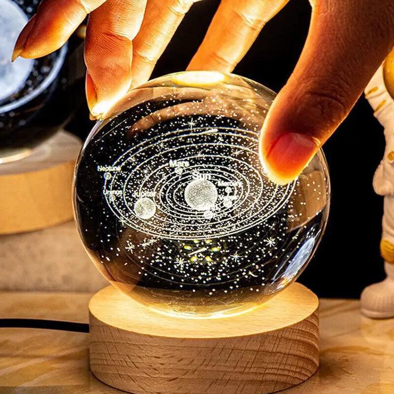 USB Night Light LED Crystal Ball Table Lamp 3D Moon Planet Galaxy Decor for Home Table Lamp Party Toys for Kids Adult Xmas Gifts - Pacisia