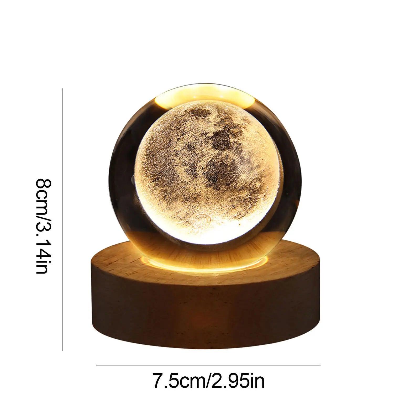 USB Night Light LED Crystal Ball Table Lamp 3D Moon Planet Galaxy Decor for Home Table Lamp Party Toys for Kids Adult Xmas Gifts - Pacisia