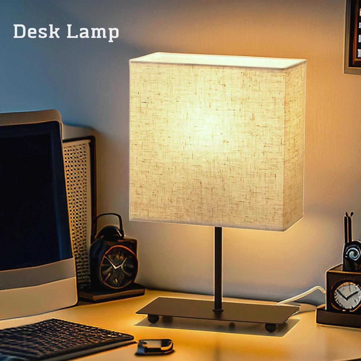 USB Dimmable Japanese Fabric Retro Desktop Table Lamp, Bedside Light  Bedroom Creative Decorative Lamp Reading Books Lighting - Pacisia